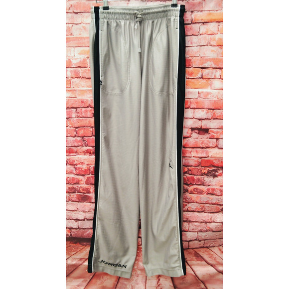Jordan Track Pants Large Gray Straight Elastic Waist Drawstring Ankle Zip - Picture 1 of 9
